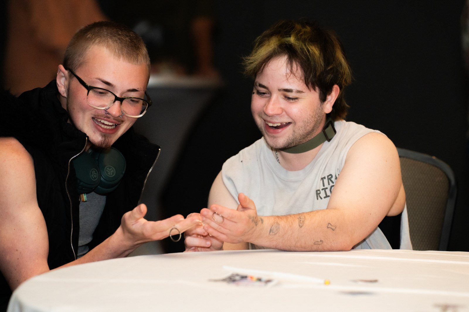Guests laughing at the table