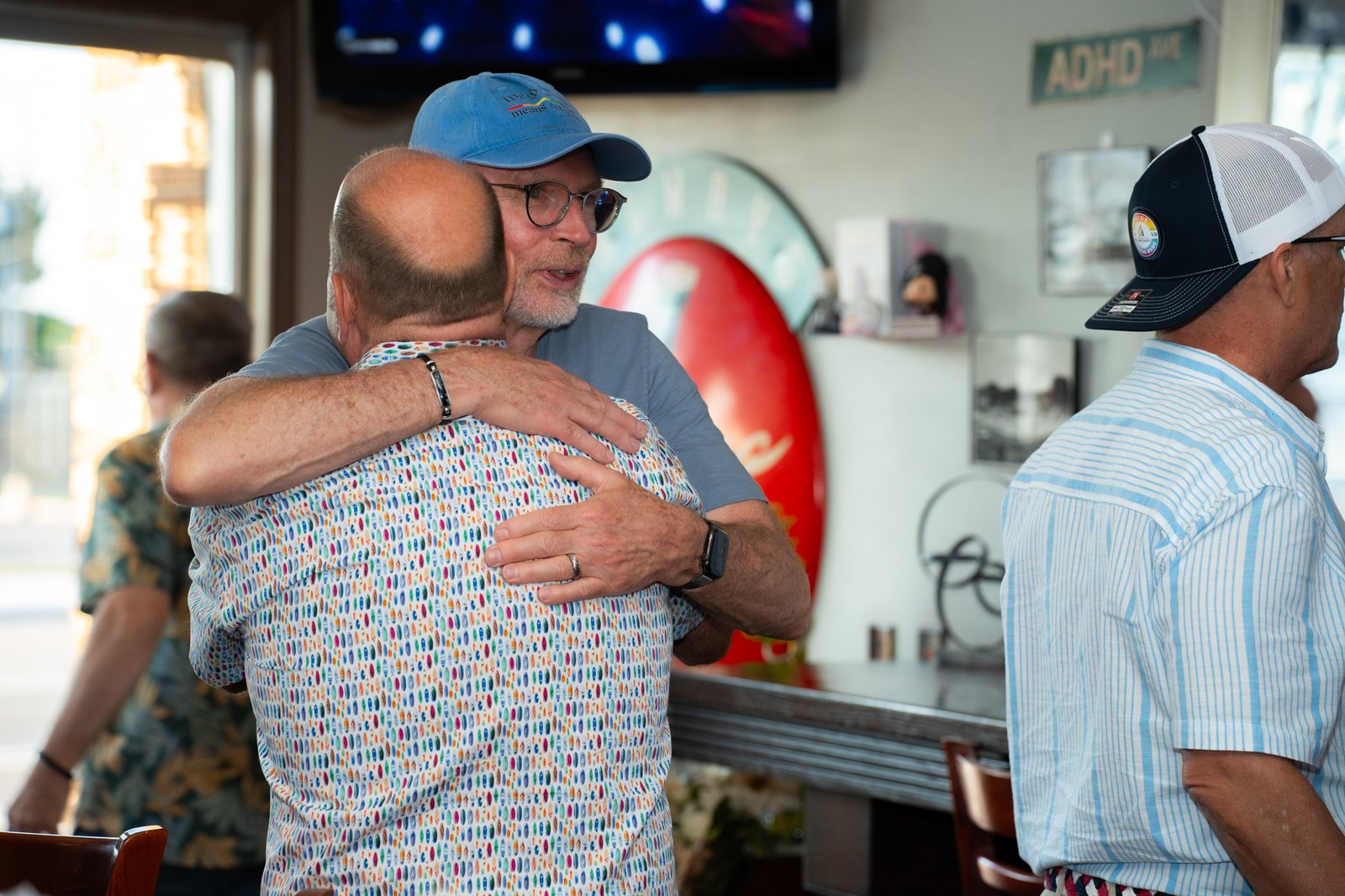 A warm hug at the bar
